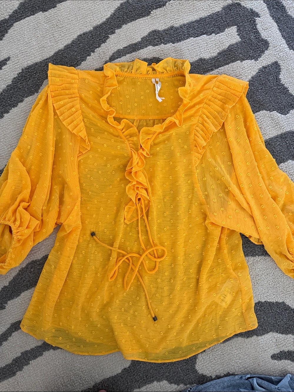 Anthropologie Sunny Yellow Ruffle-Trim Peasant Blouse